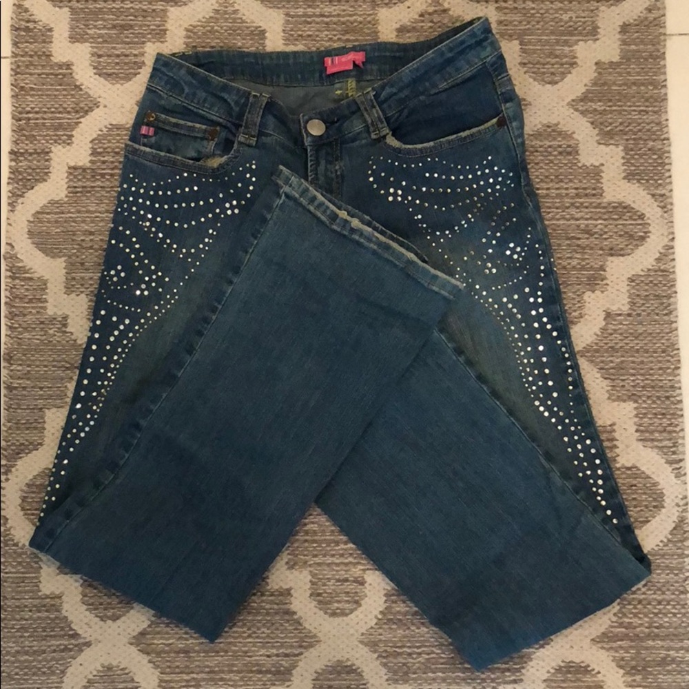 BCBGirls sz 6 rhinestone bootcut jeans